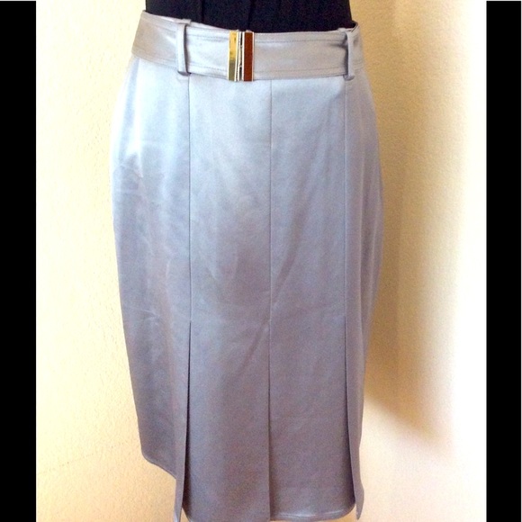 Oscar De Larenta skirt vintage skirt pleated metallic silver mid century modern - Picture 2 of 8